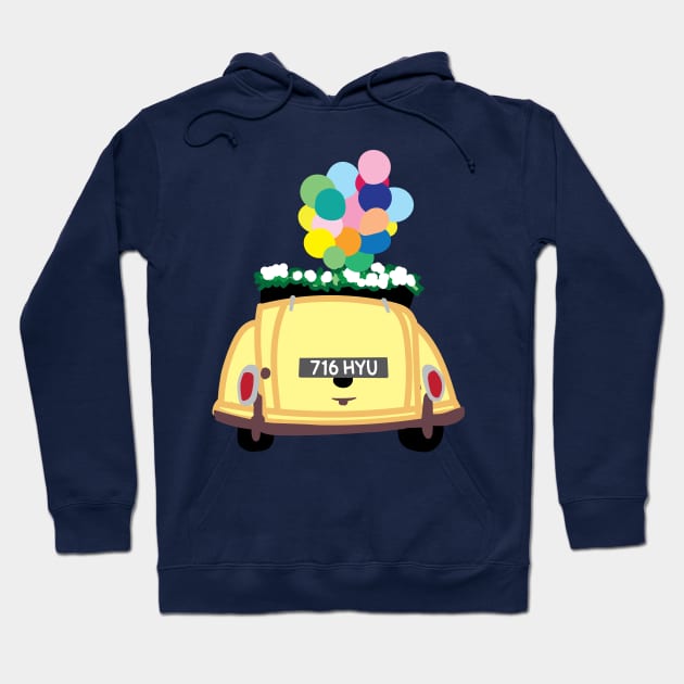 Vintage Yellow Car Illustration by Courtney Graben Hoodie by courtneylgraben